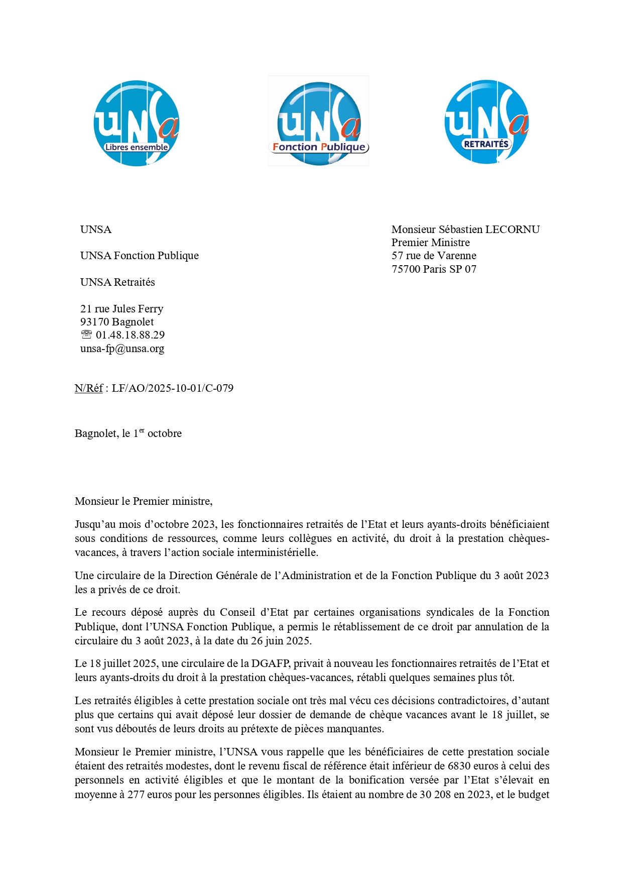 Courrier page 1