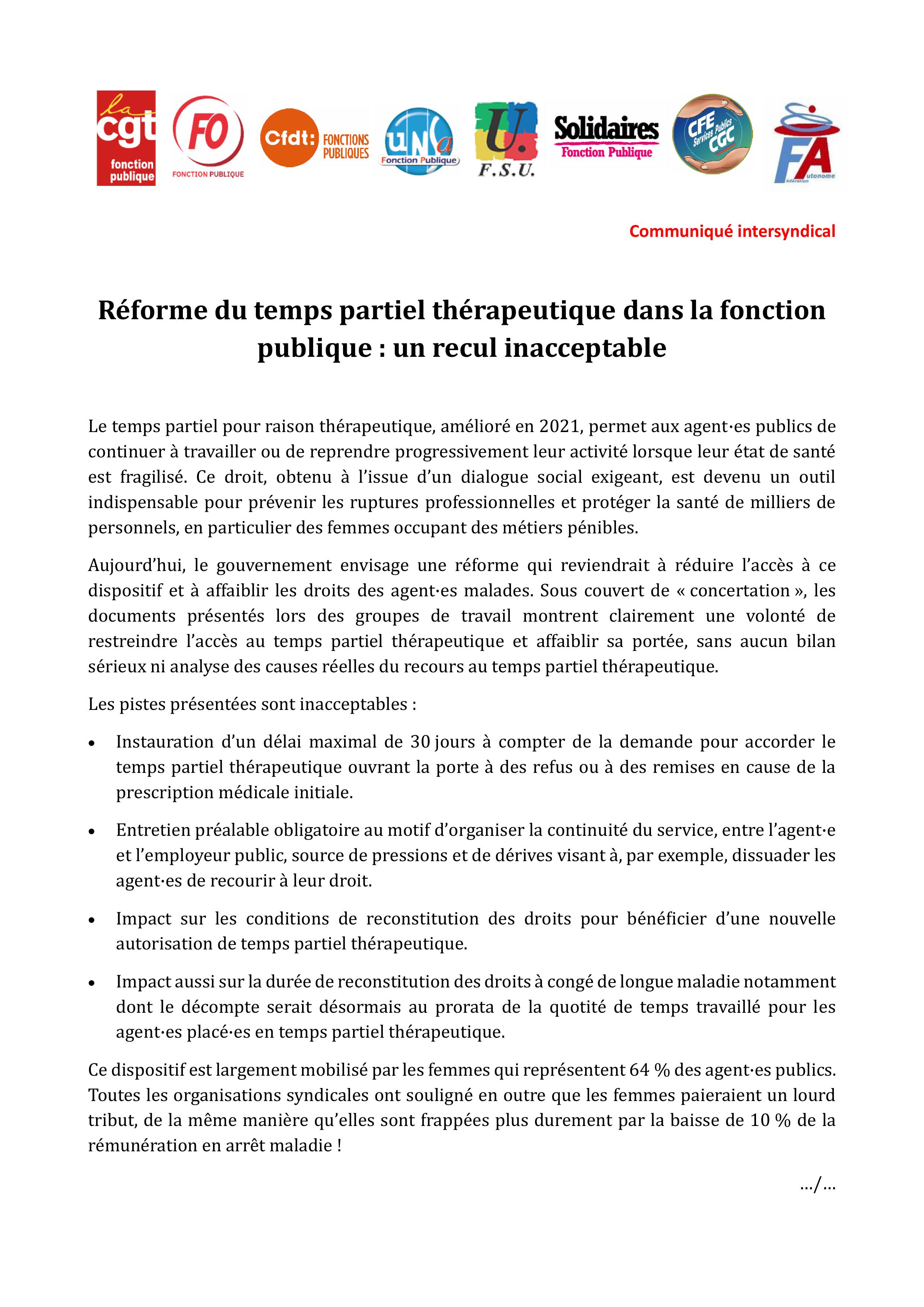 Communiqué intersyndical page 1